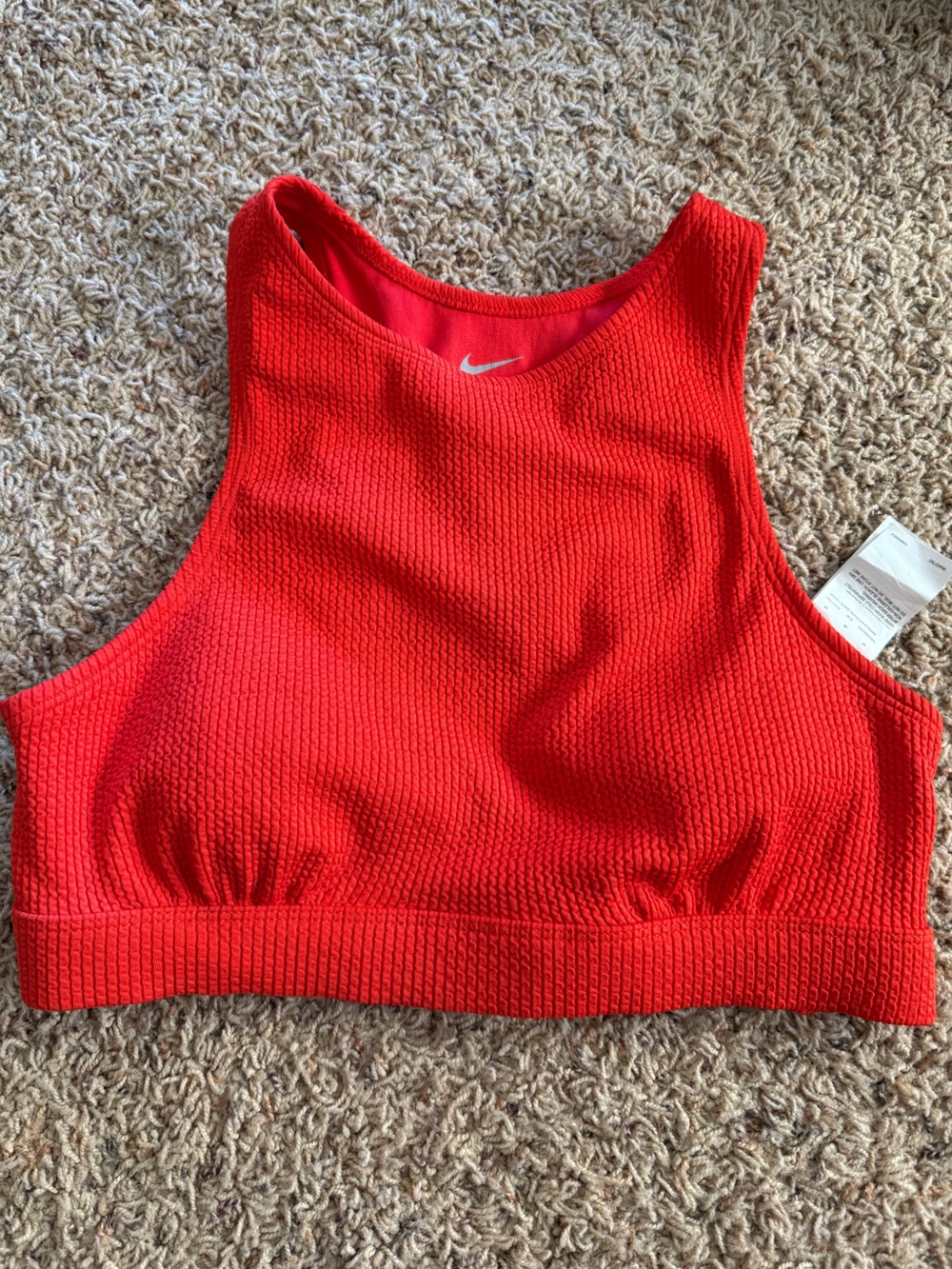 Nike orange swim suit top